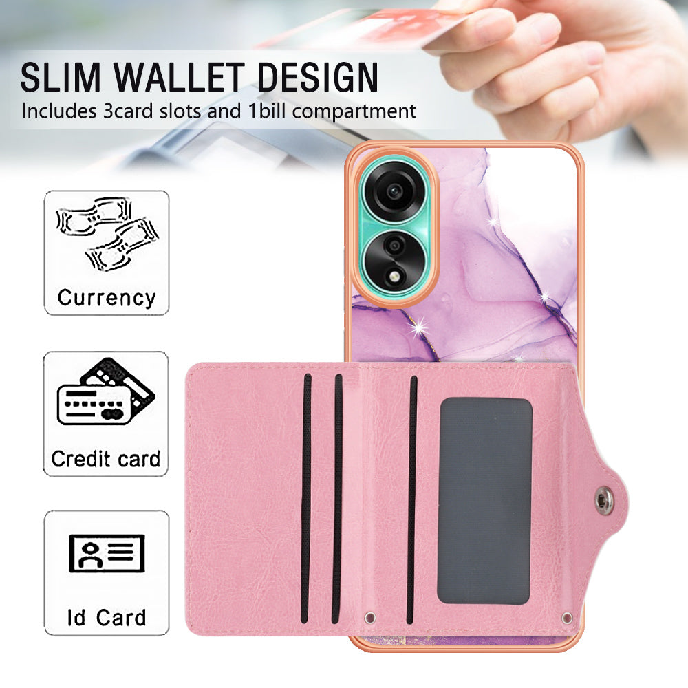 YB Leather Coating Series-9 for Oppo A78 4G Case IMD Pattern Card Slot Phone Shell