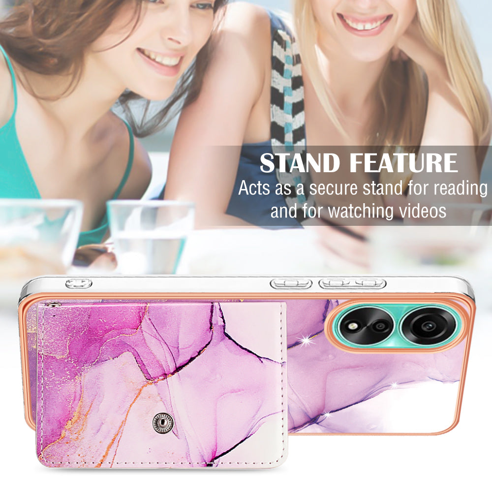 YB Leather Coating Series-9 for Oppo A78 4G Case IMD Pattern Card Slot Phone Shell