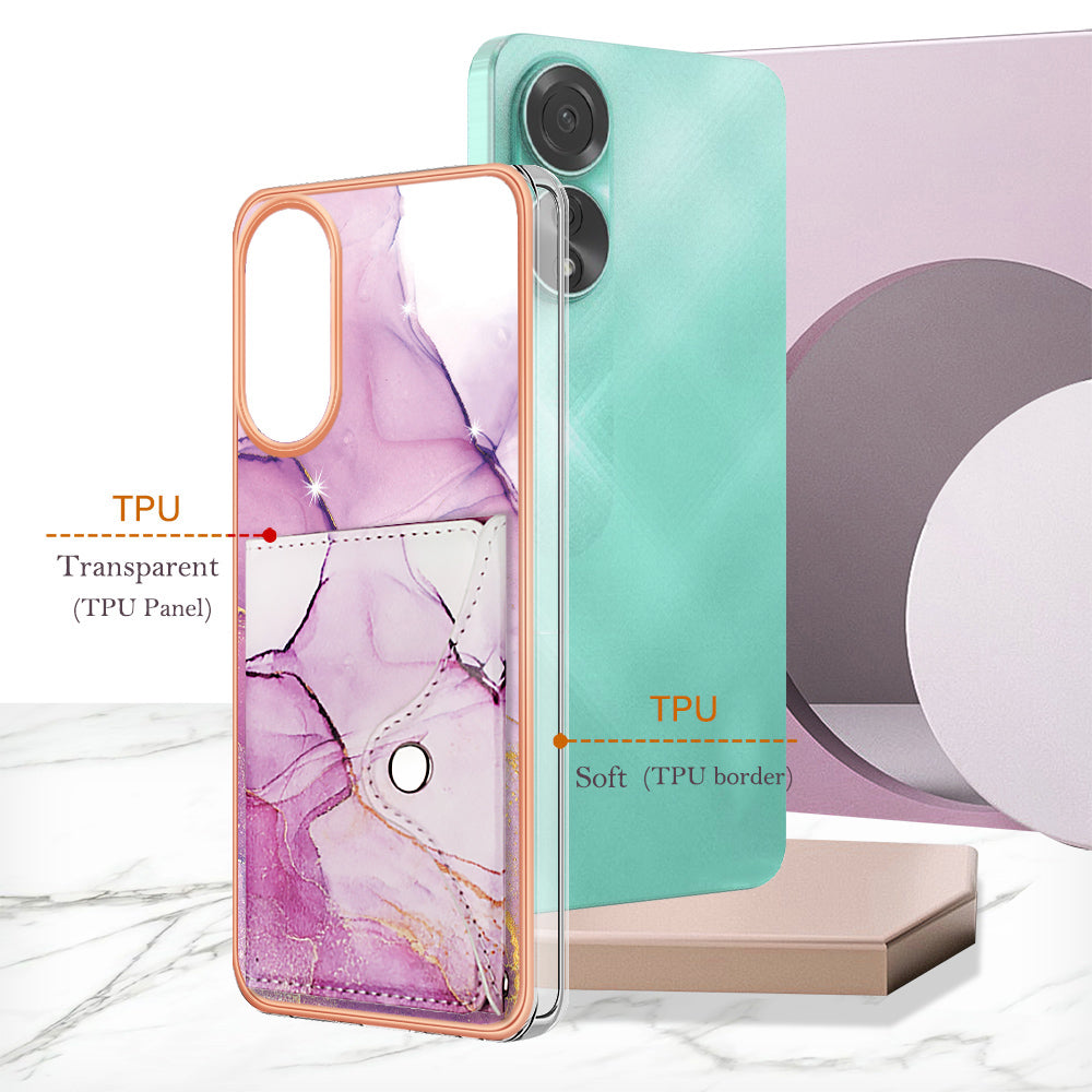 YB Leather Coating Series-9 for Oppo A78 4G Case IMD Pattern Card Slot Phone Shell
