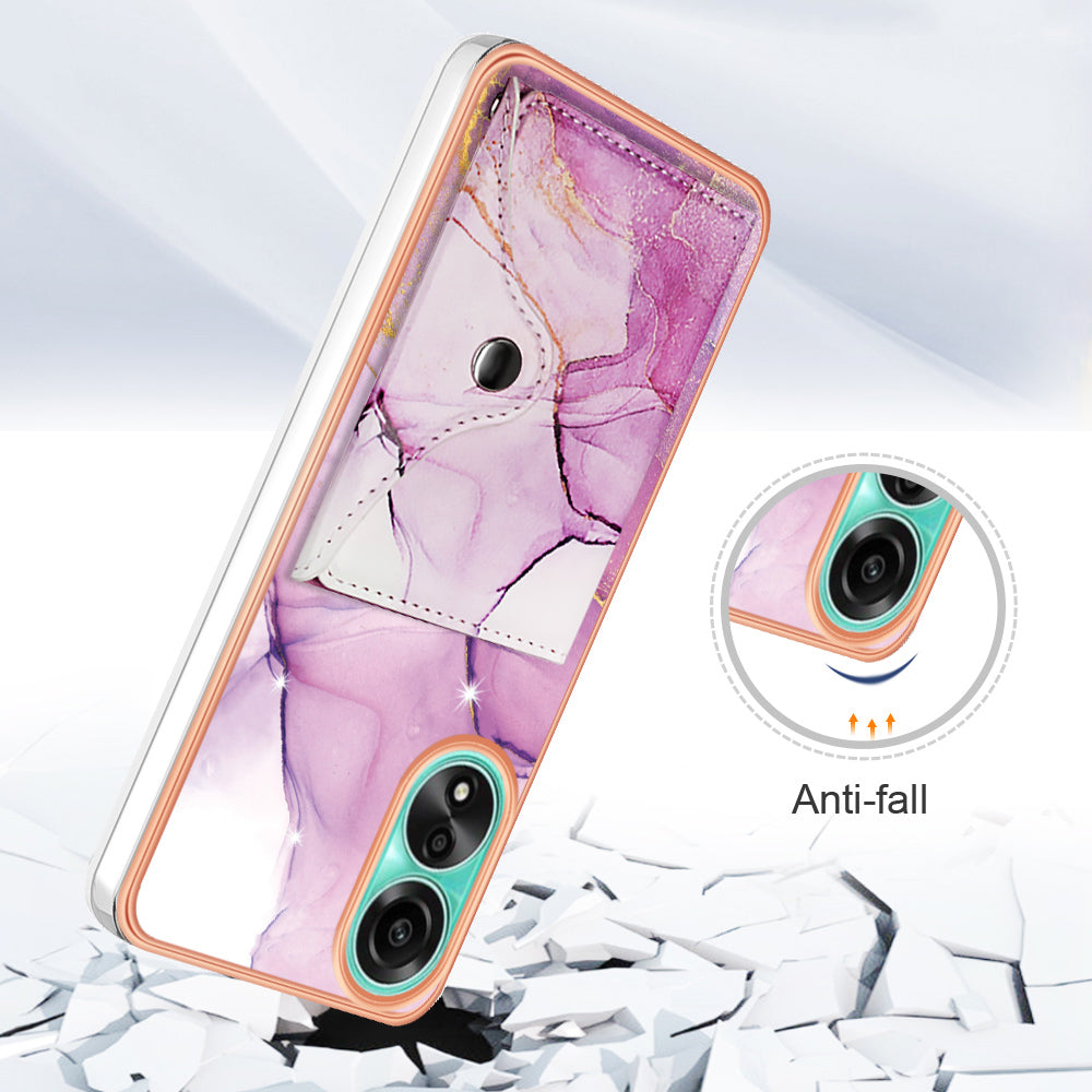 YB Leather Coating Series-9 for Oppo A78 4G Case IMD Pattern Card Slot Phone Shell