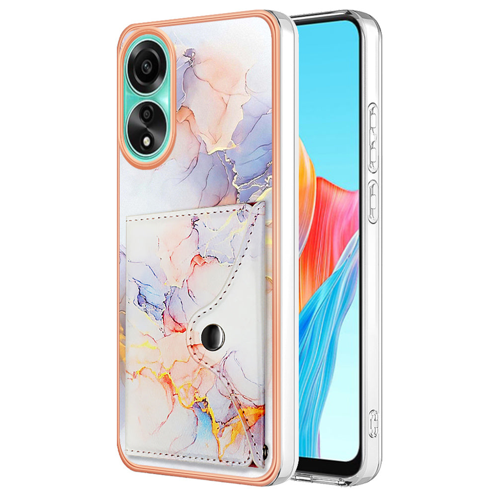 YB Leather Coating Series-9 for Oppo A78 4G Case IMD Pattern Card Slot Phone Shell