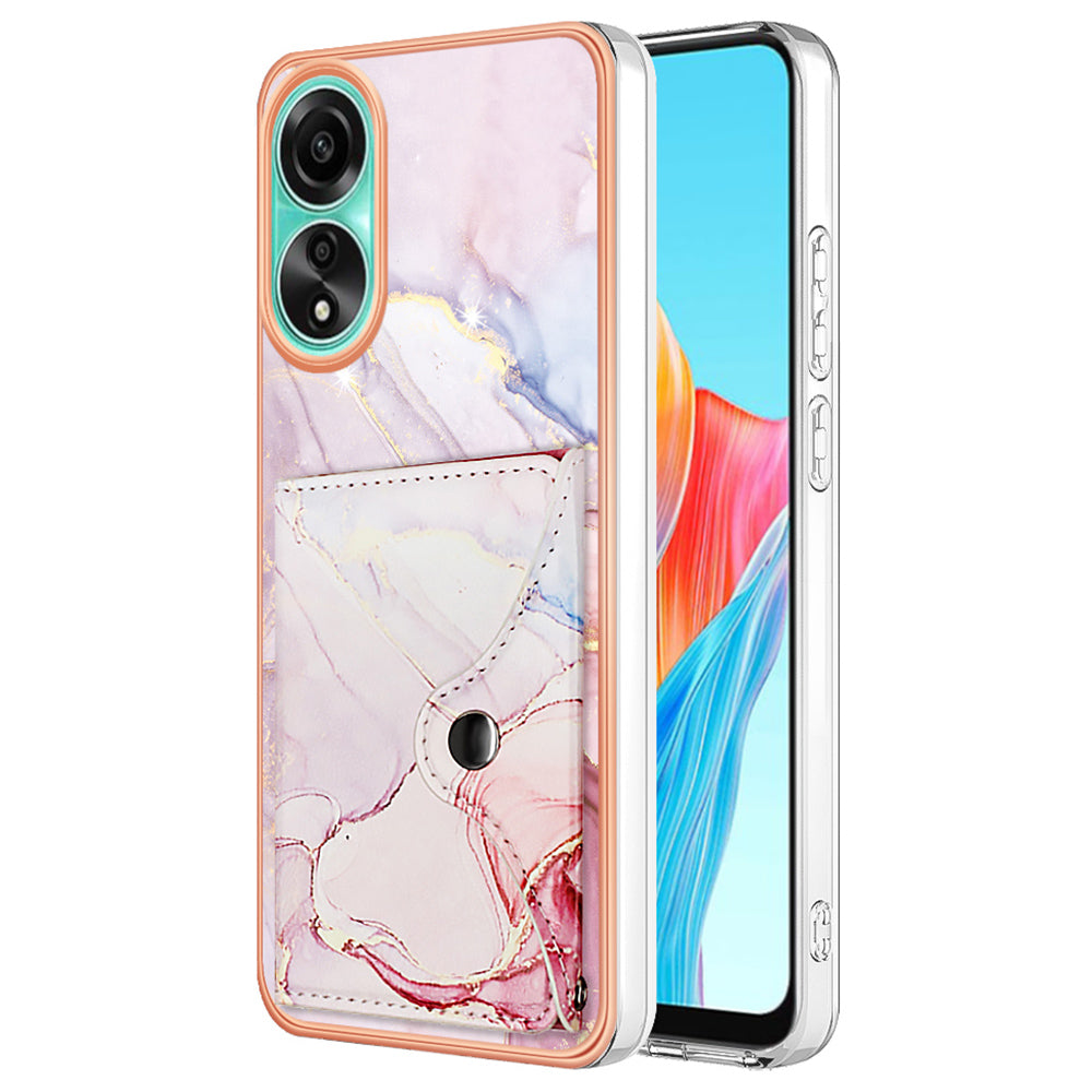 YB Leather Coating Series-9 for Oppo A78 4G Case IMD Pattern Card Slot Phone Shell