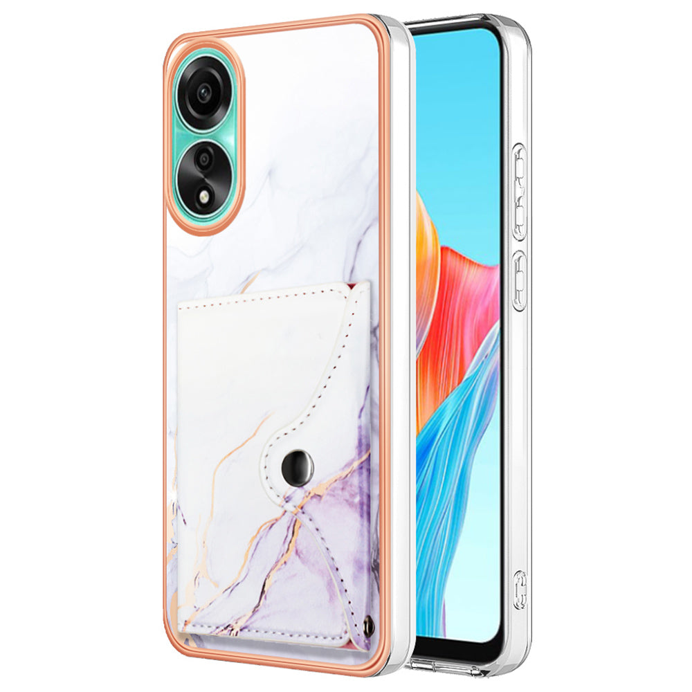 YB Leather Coating Series-9 for Oppo A78 4G Case IMD Pattern Card Slot Phone Shell