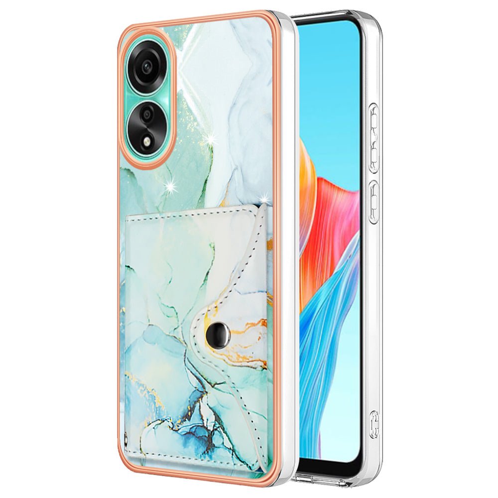 YB Leather Coating Series-9 for Oppo A78 4G Case IMD Pattern Card Slot Phone Shell