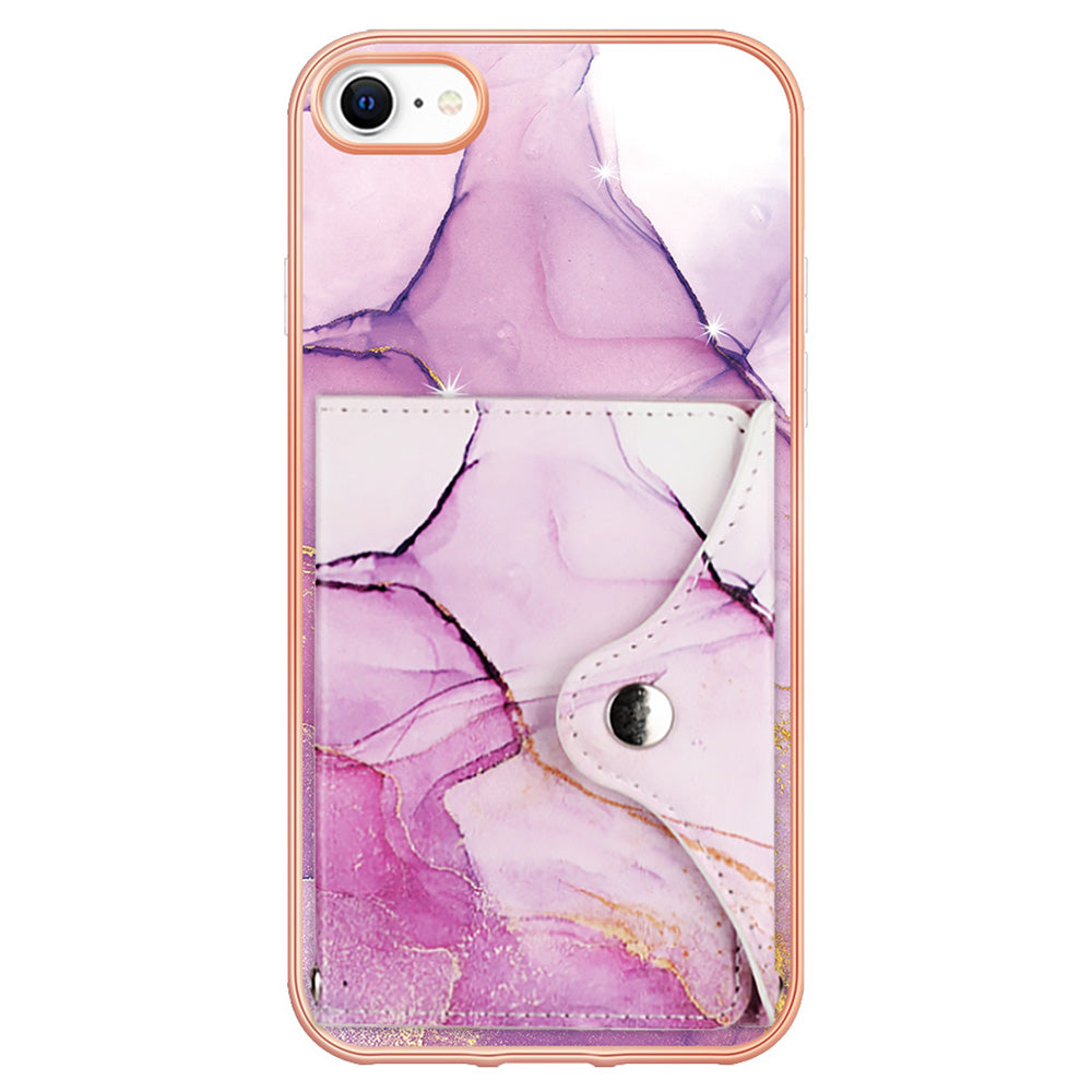 YB Leather Coating Series-9 for iPhone SE (2022) / SE (2020) / 7 4.7 inch / 8 4.7 Case Kickstand IMD Back Phone Cover