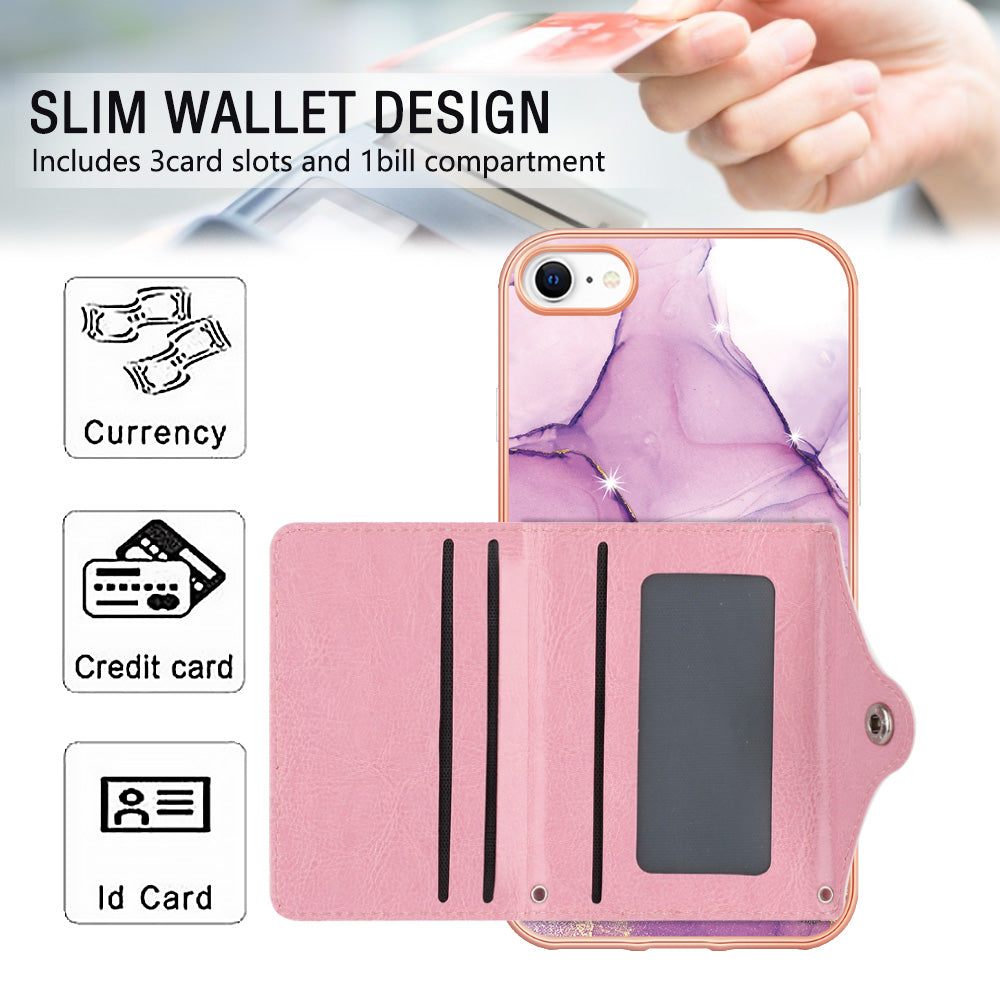YB Leather Coating Series-9 for iPhone SE (2022) / SE (2020) / 7 4.7 inch / 8 4.7 Case Kickstand IMD Back Phone Cover