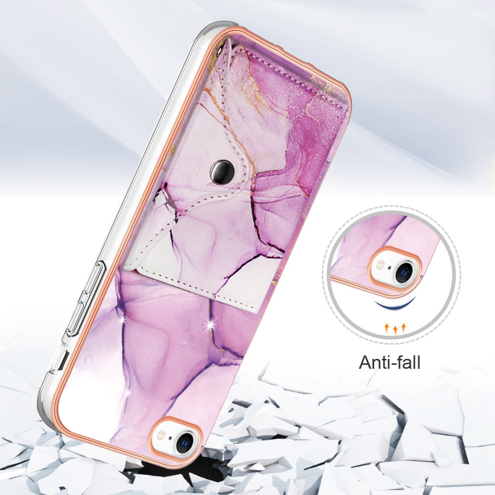YB Leather Coating Series-9 for iPhone SE (2022) / SE (2020) / 7 4.7 inch / 8 4.7 Case Kickstand IMD Back Phone Cover