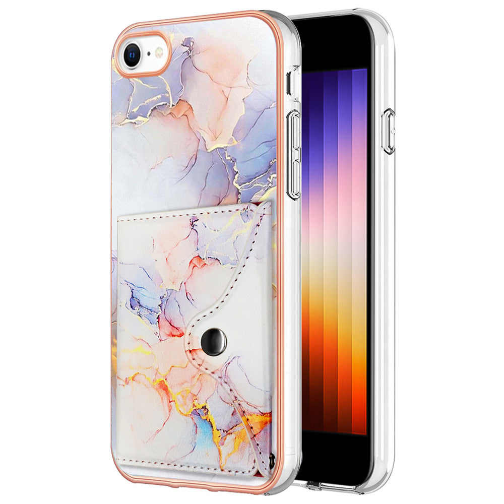 YB Leather Coating Series-9 for iPhone SE (2022) / SE (2020) / 7 4.7 inch / 8 4.7 Case Kickstand IMD Back Phone Cover