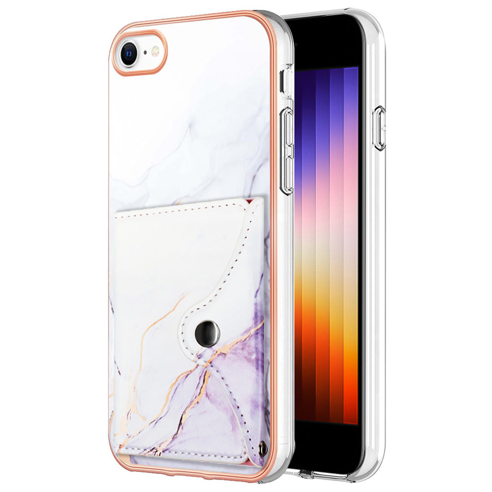 YB Leather Coating Series-9 for iPhone SE (2022) / SE (2020) / 7 4.7 inch / 8 4.7 Case Kickstand IMD Back Phone Cover