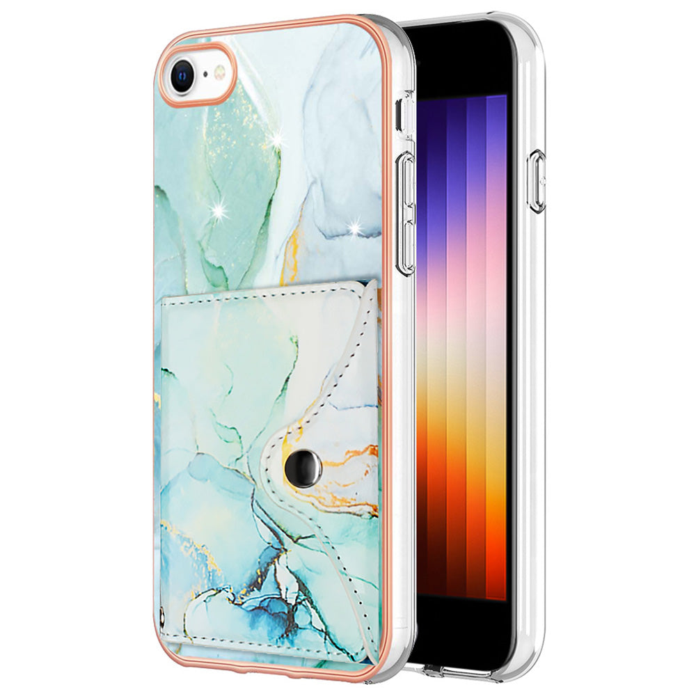 YB Leather Coating Series-9 for iPhone SE (2022) / SE (2020) / 7 4.7 inch / 8 4.7 Case Kickstand IMD Back Phone Cover
