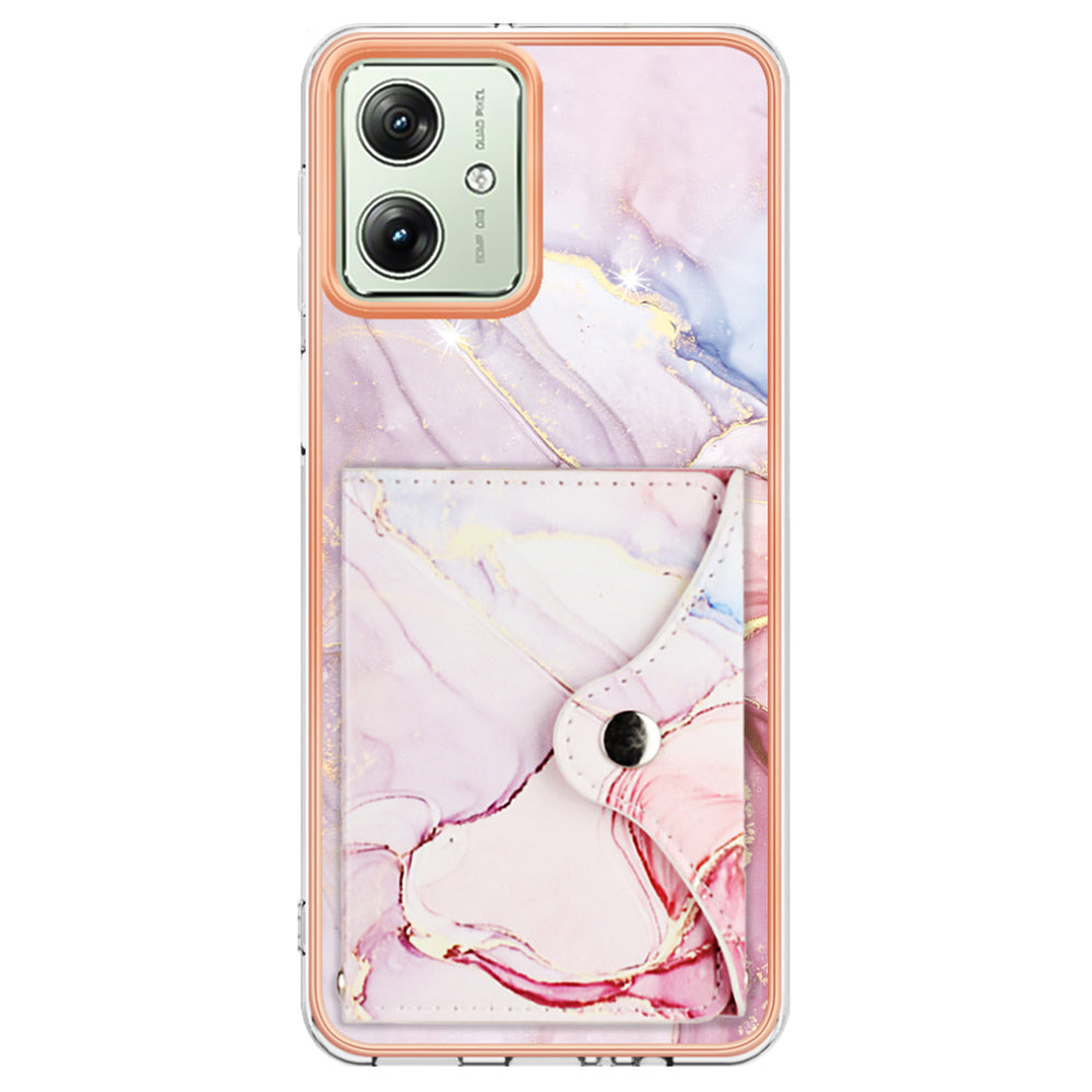 YB Leather Coating Series-9 for Motorola Moto G54 5G Kickstand Card Case Leather+TPU Phone Cover