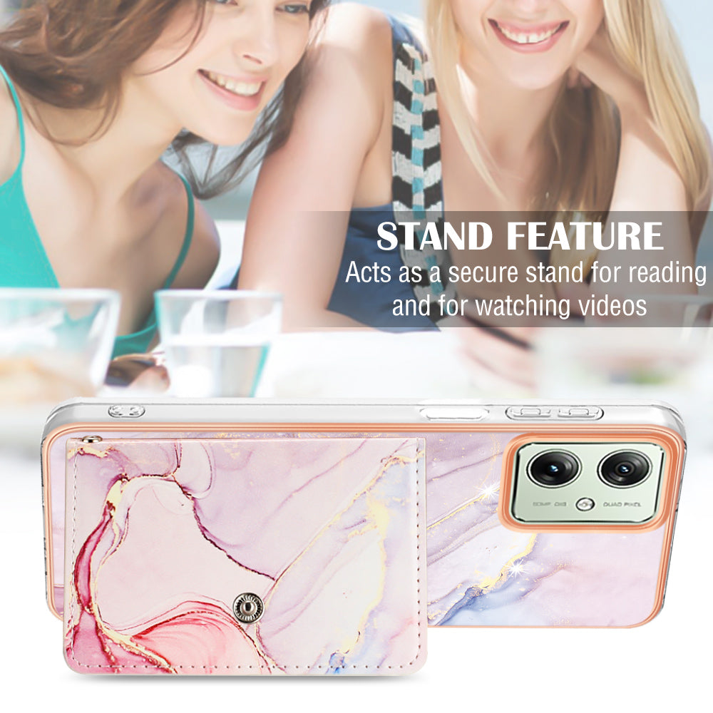 YB Leather Coating Series-9 for Motorola Moto G54 5G Kickstand Card Case Leather+TPU Phone Cover