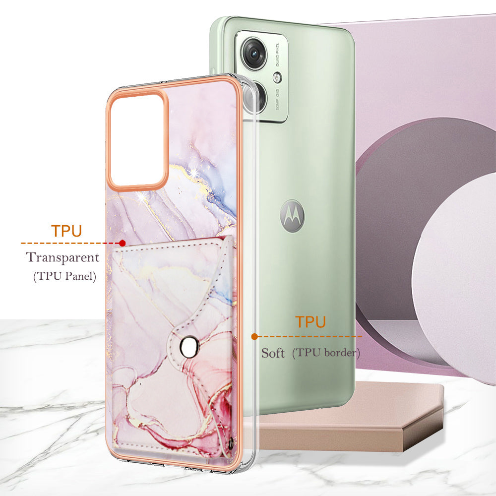 YB Leather Coating Series-9 for Motorola Moto G54 5G Kickstand Card Case Leather+TPU Phone Cover