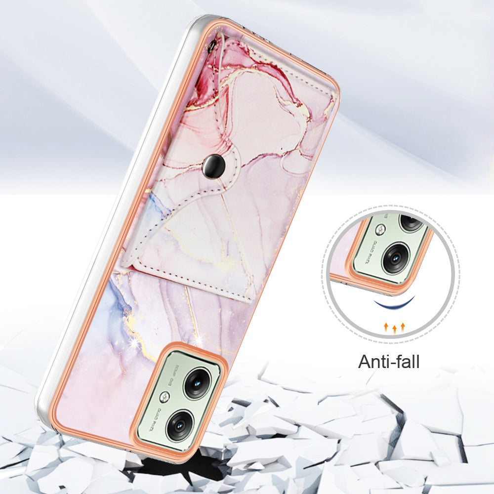 YB Leather Coating Series-9 for Motorola Moto G54 5G Kickstand Card Case Leather+TPU Phone Cover