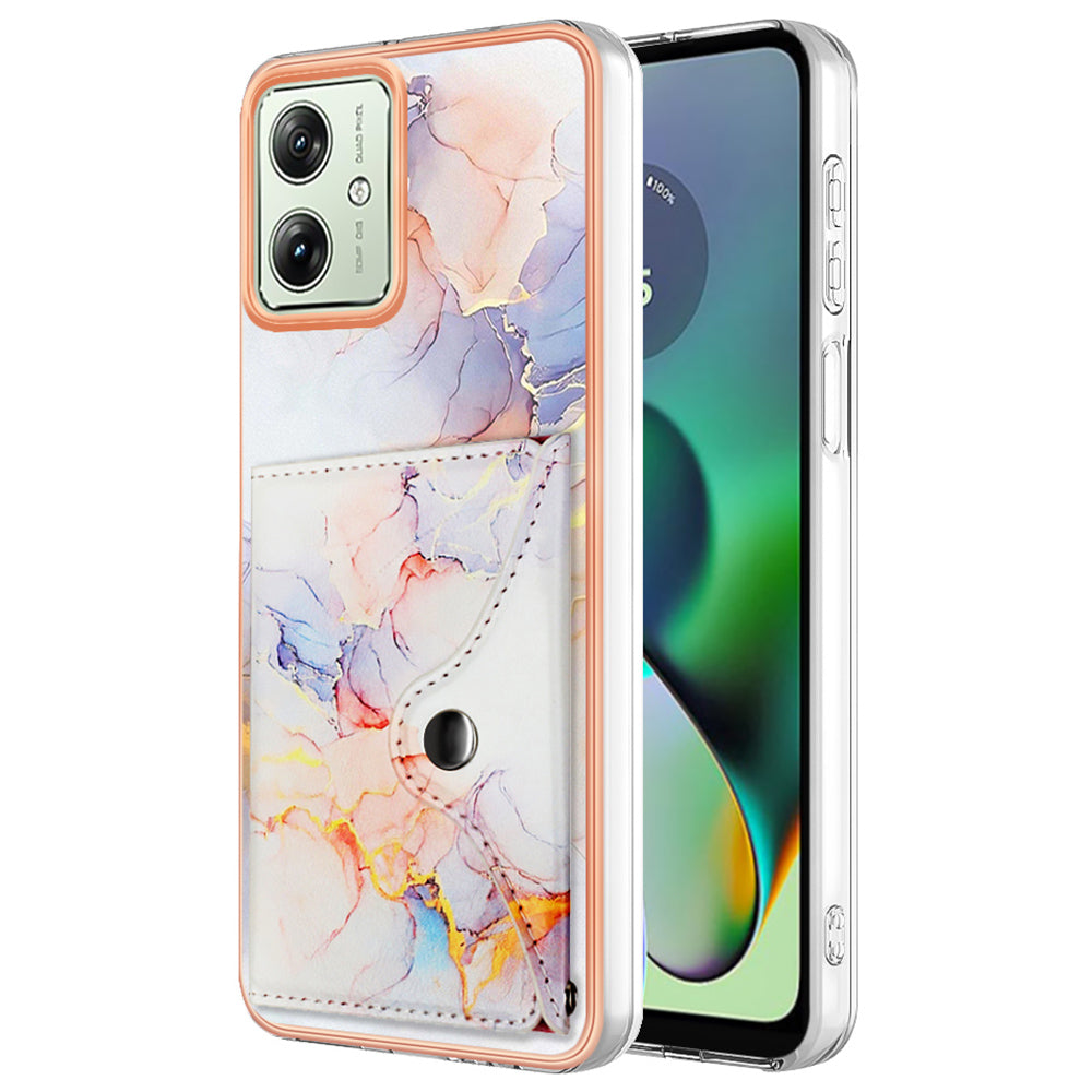 YB Leather Coating Series-9 for Motorola Moto G54 5G Kickstand Card Case Leather+TPU Phone Cover