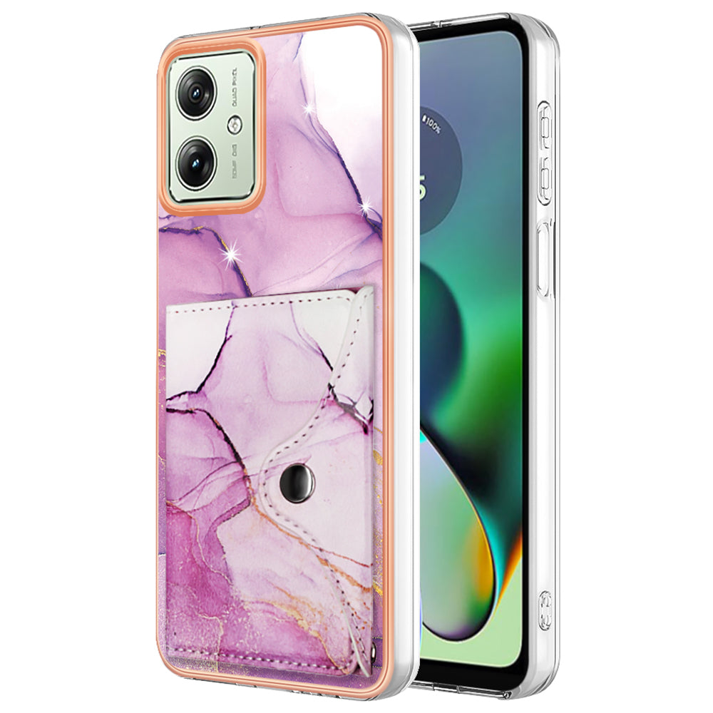 YB Leather Coating Series-9 for Motorola Moto G54 5G Kickstand Card Case Leather+TPU Phone Cover