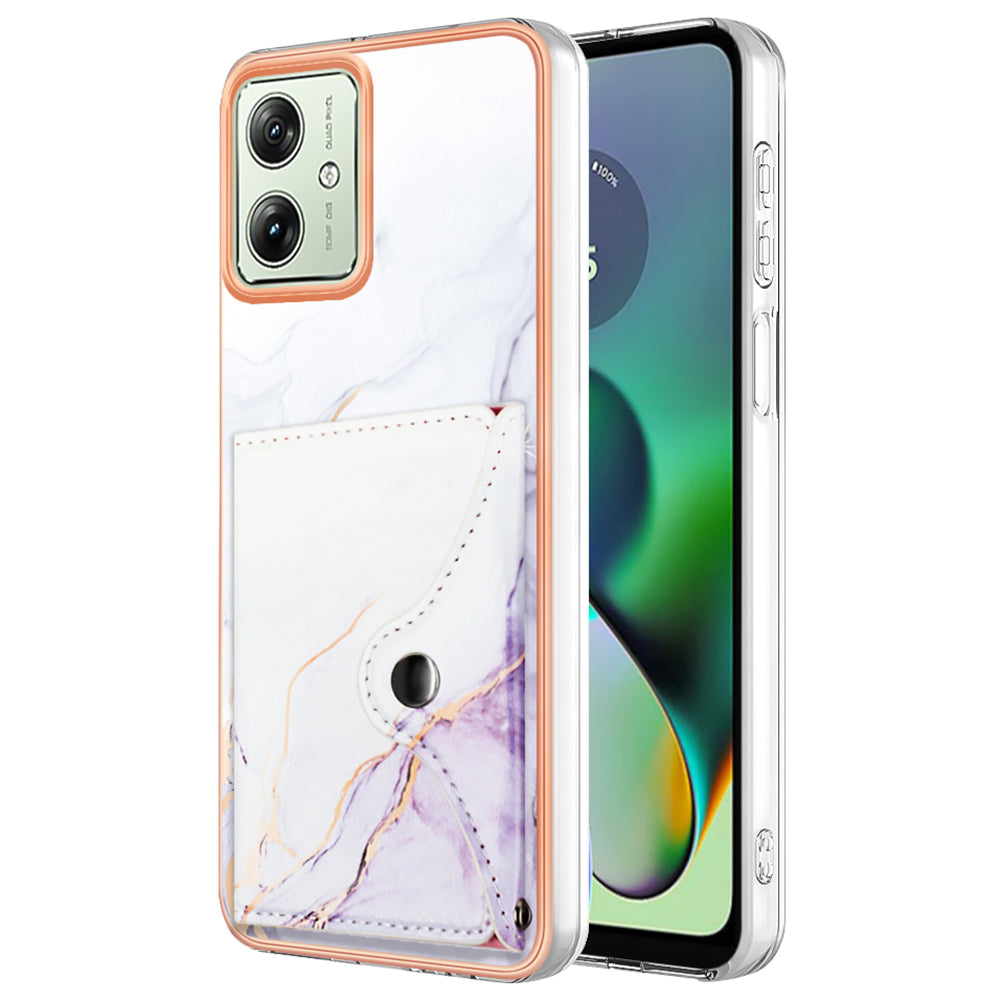 YB Leather Coating Series-9 for Motorola Moto G54 5G Kickstand Card Case Leather+TPU Phone Cover