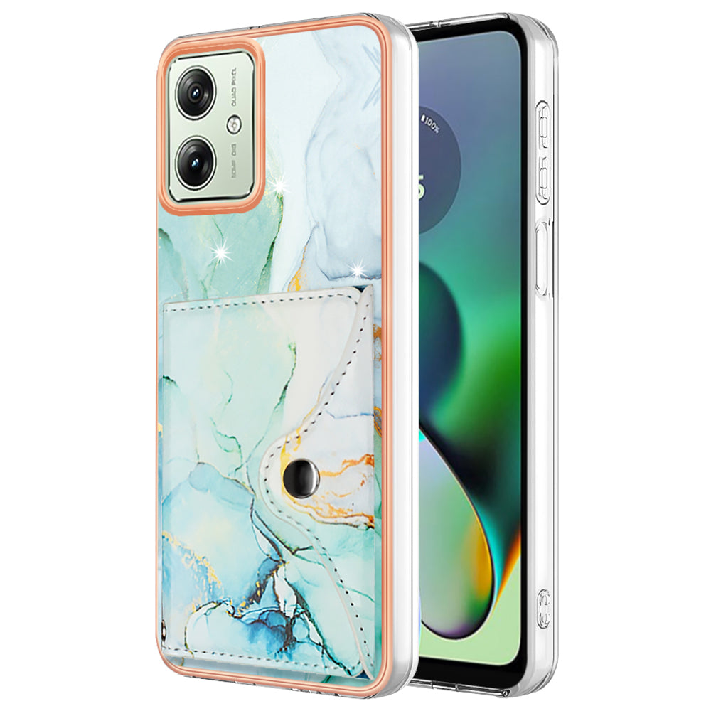 YB Leather Coating Series-9 for Motorola Moto G54 5G Kickstand Card Case Leather+TPU Phone Cover