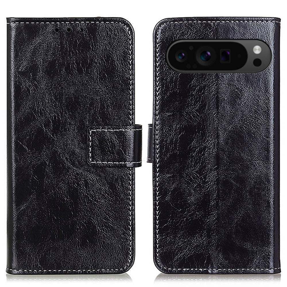 For Google Pixel 9 Pro Case Retro Style PU Leather+TPU Shockproof Phone Shell
