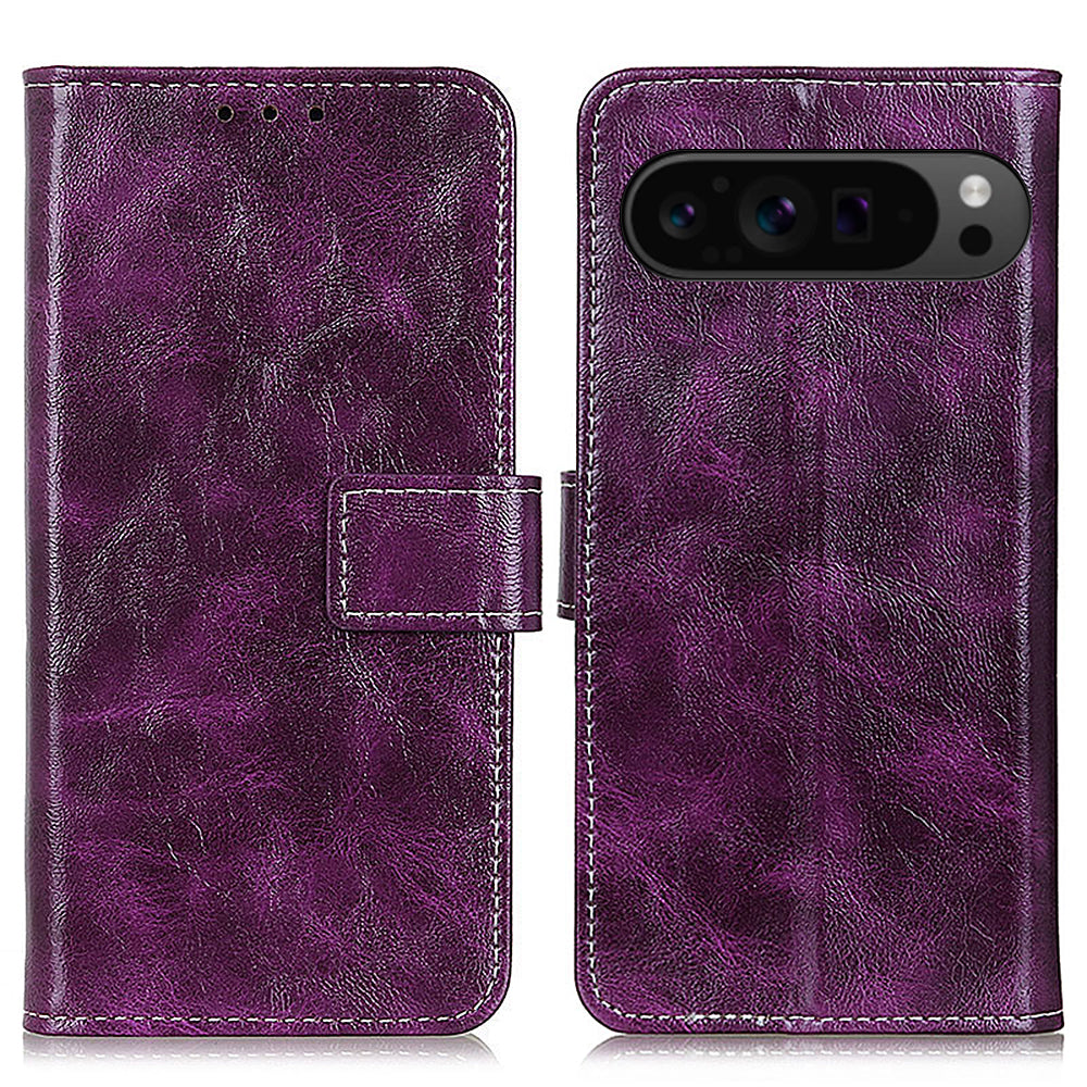 For Google Pixel 9 Pro Case Retro Style PU Leather+TPU Shockproof Phone Shell