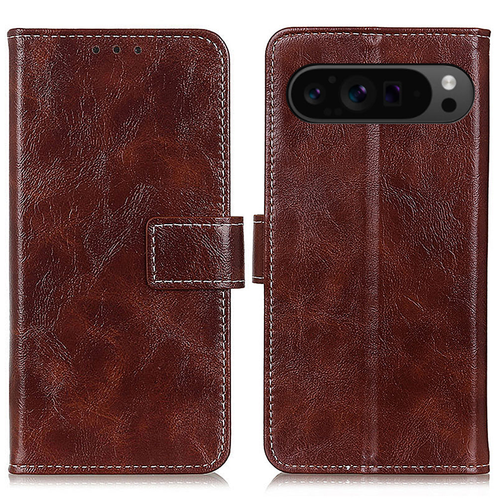 For Google Pixel 9 Pro Case Retro Style PU Leather+TPU Shockproof Phone Shell