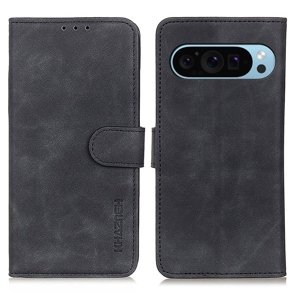 KHAZNEH For Google Pixel 9 Case Retro PU Leather Full Body Shockproof Stand Phone Cover