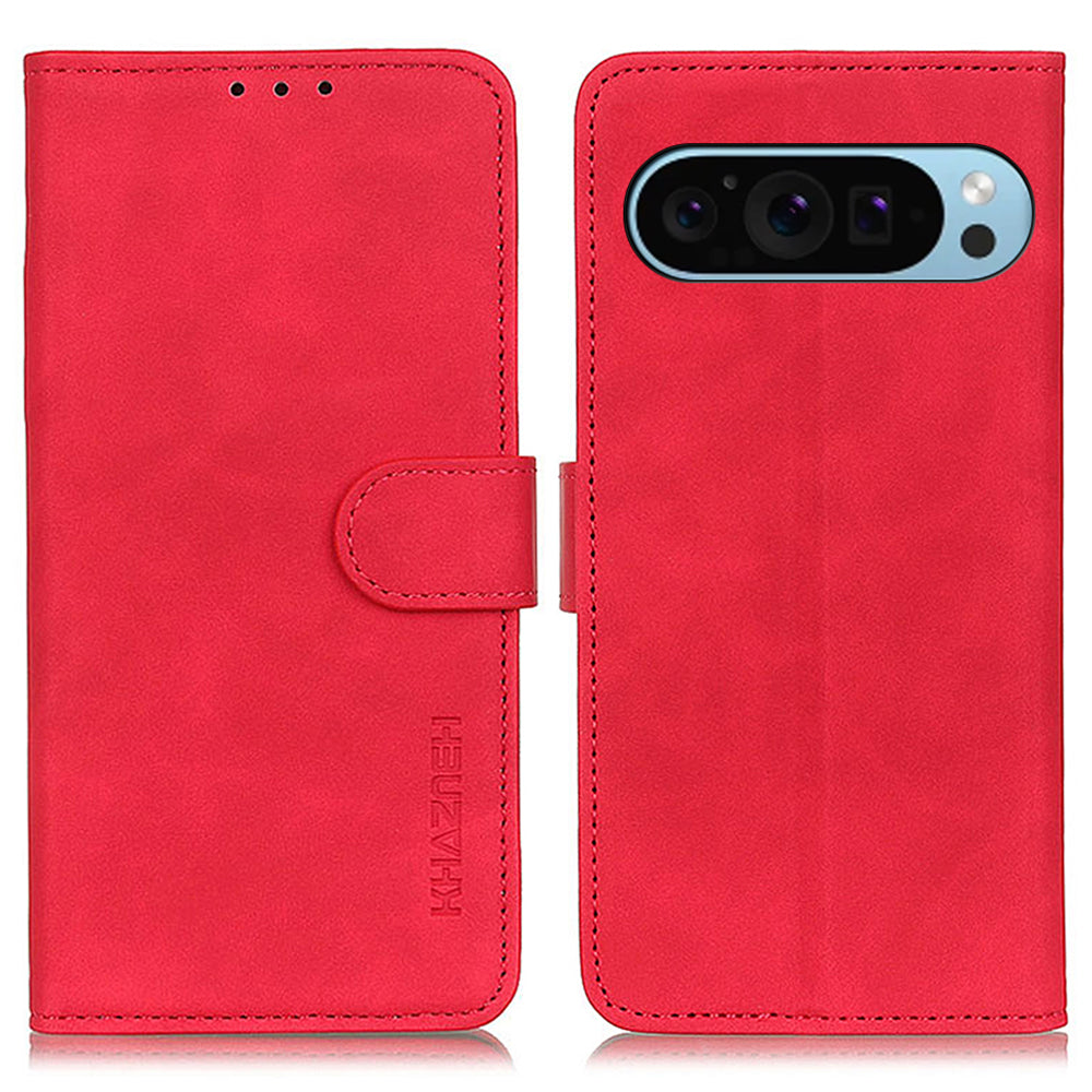KHAZNEH For Google Pixel 9 Case Retro PU Leather Full Body Shockproof Stand Phone Cover