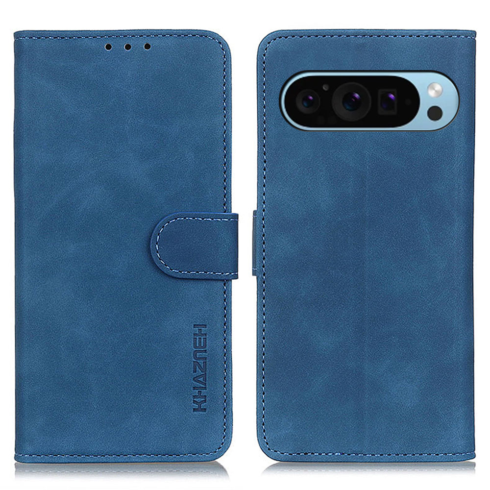 KHAZNEH For Google Pixel 9 Case Retro PU Leather Full Body Shockproof Stand Phone Cover