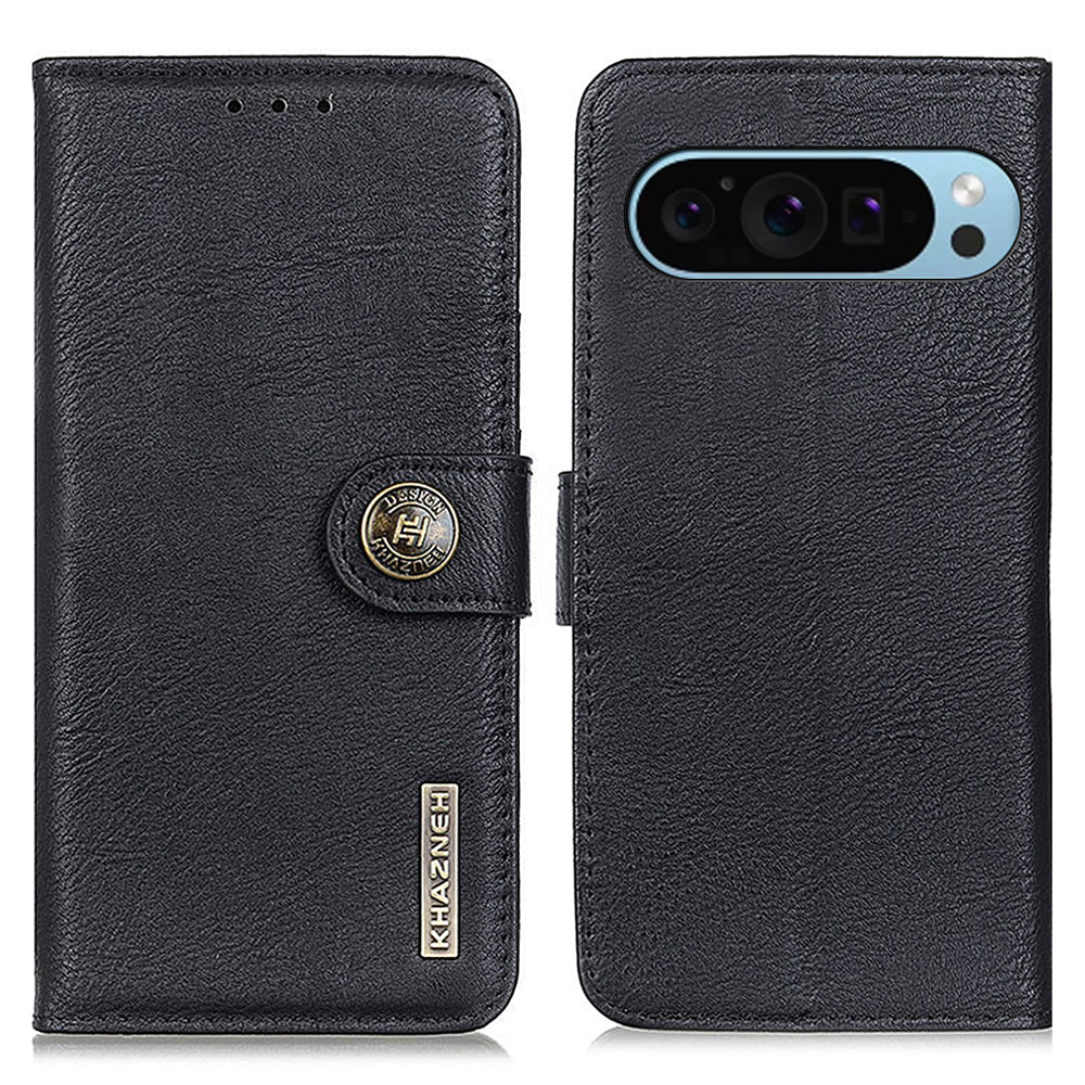 KHAZNEH For Google Pixel 9 Case Cowhide Texture Wallet PU Leather Flip Phone Cover