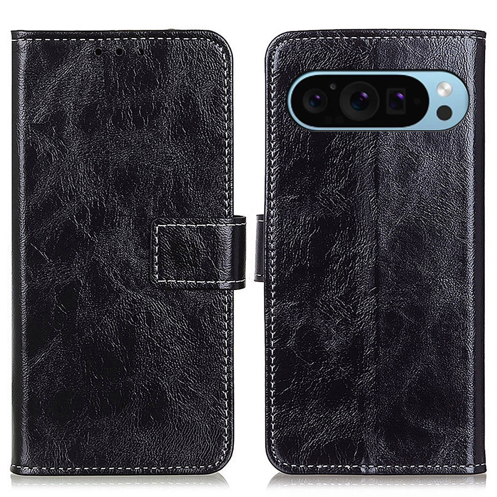 For Google Pixel 9 Case Retro Style PU Leather+TPU Shockproof Phone Shell