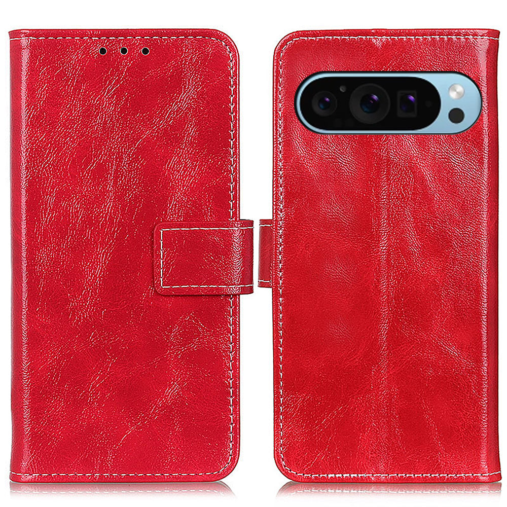 For Google Pixel 9 Case Retro Style PU Leather+TPU Shockproof Phone Shell