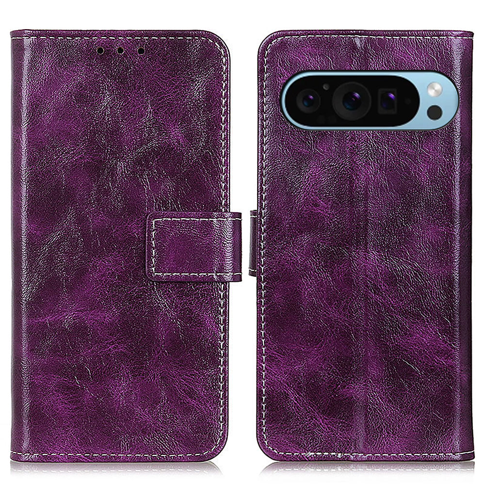 For Google Pixel 9 Case Retro Style PU Leather+TPU Shockproof Phone Shell