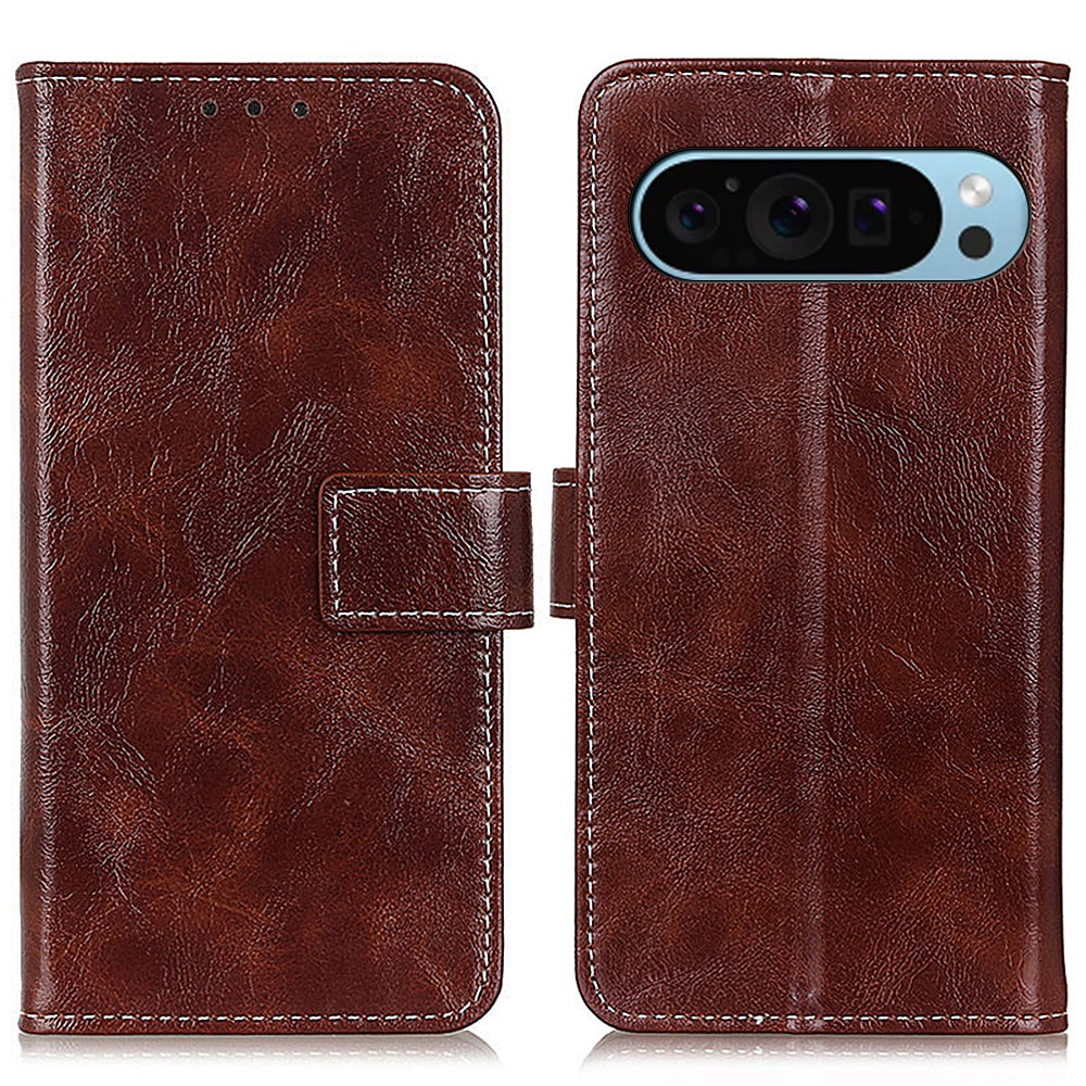 For Google Pixel 9 Case Retro Style PU Leather+TPU Shockproof Phone Shell