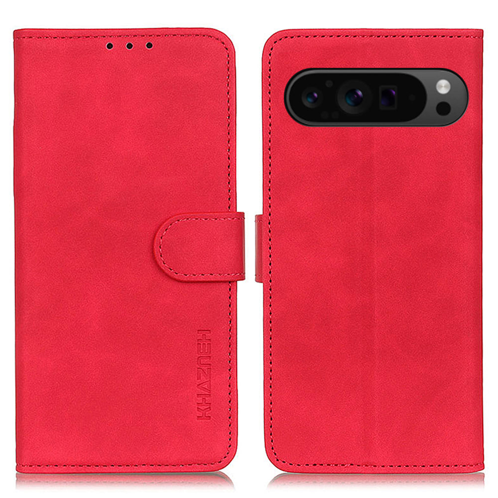 KHAZNEH For Google Pixel 9 Pro Case PU Leather Retro Design Wallet Phone Cover