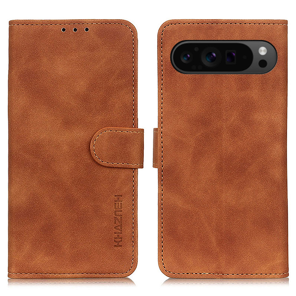 KHAZNEH For Google Pixel 9 Pro Case PU Leather Retro Design Wallet Phone Cover