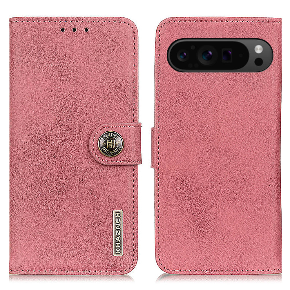 KHAZNEH For Google Pixel 9 Pro Wallet Case Cowhide Texture Phone Leather Cover