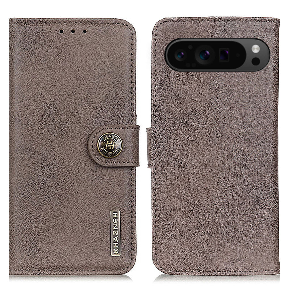 KHAZNEH For Google Pixel 9 Pro Wallet Case Cowhide Texture Phone Leather Cover