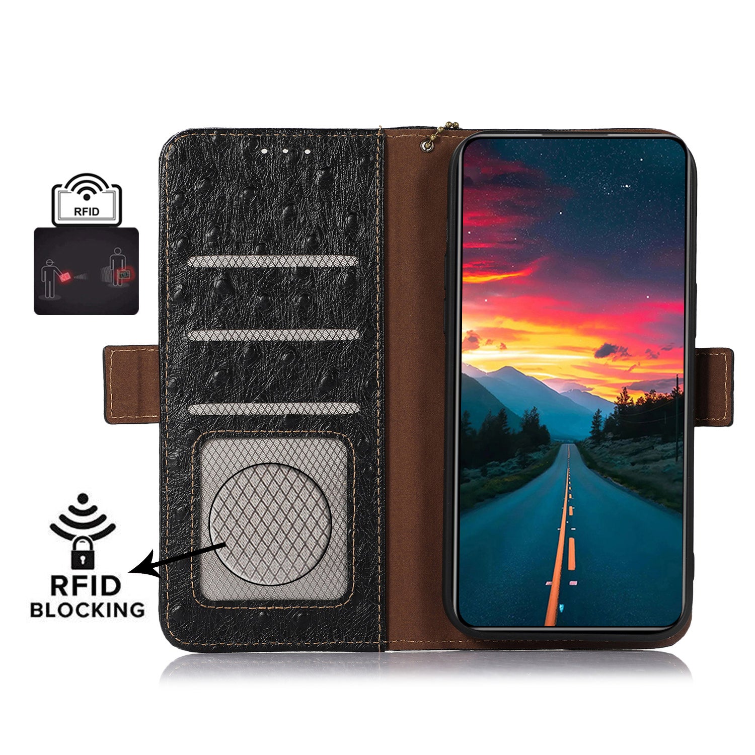 For Google Pixel 9 Case RFID Blocking Genuine Cow Leather Phone Cover