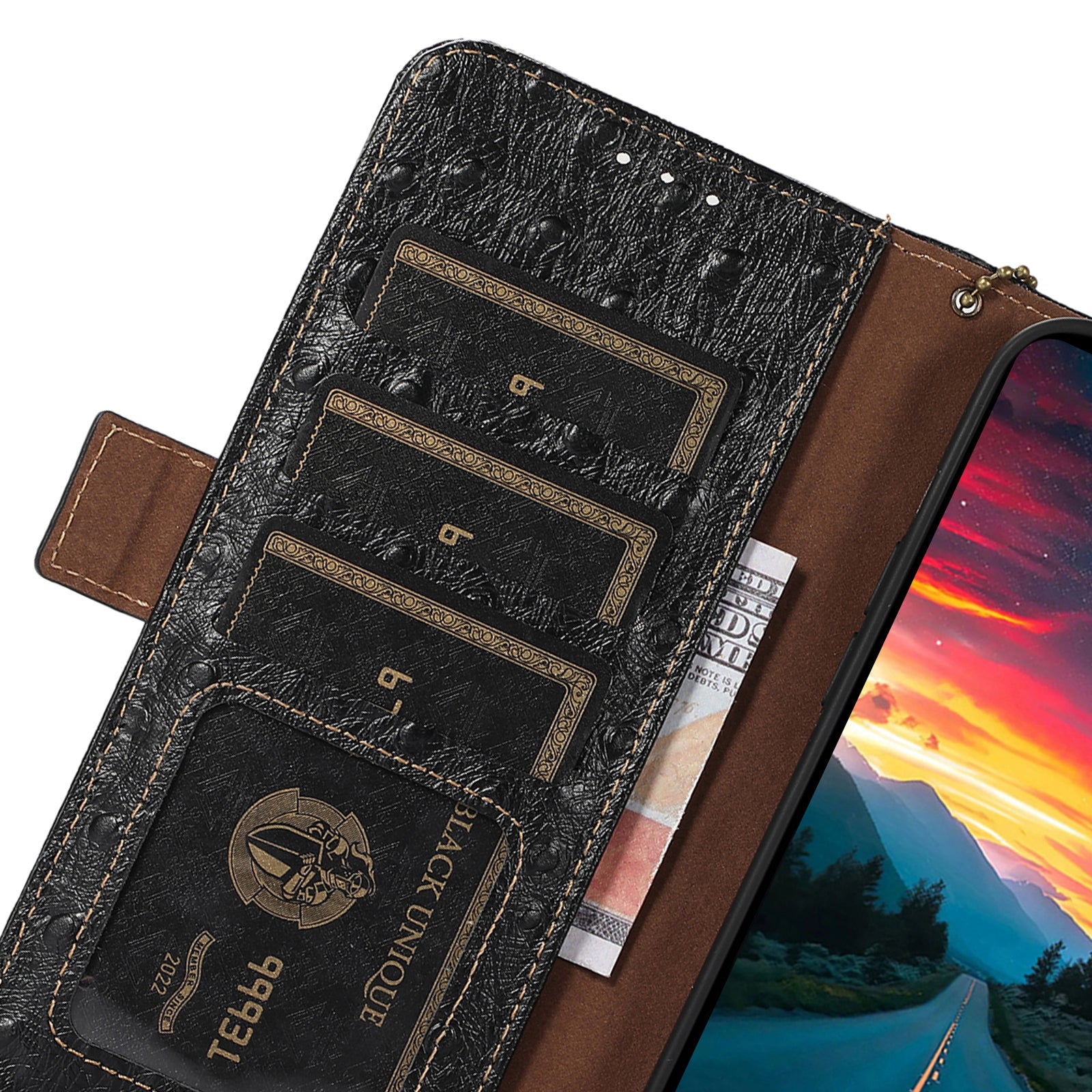 For Google Pixel 9 Pro Case Genuine Cow Leather RFID Blocking Phone Stand Cover