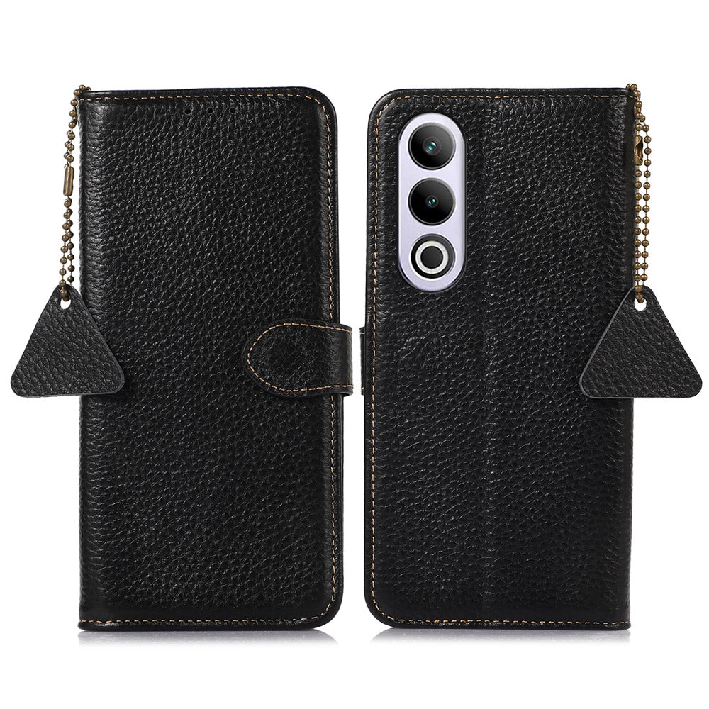 For OnePlus Ace 3V 5G Case RFID Blocking Litchi Texture Genuine Cow Leather Phone Cover