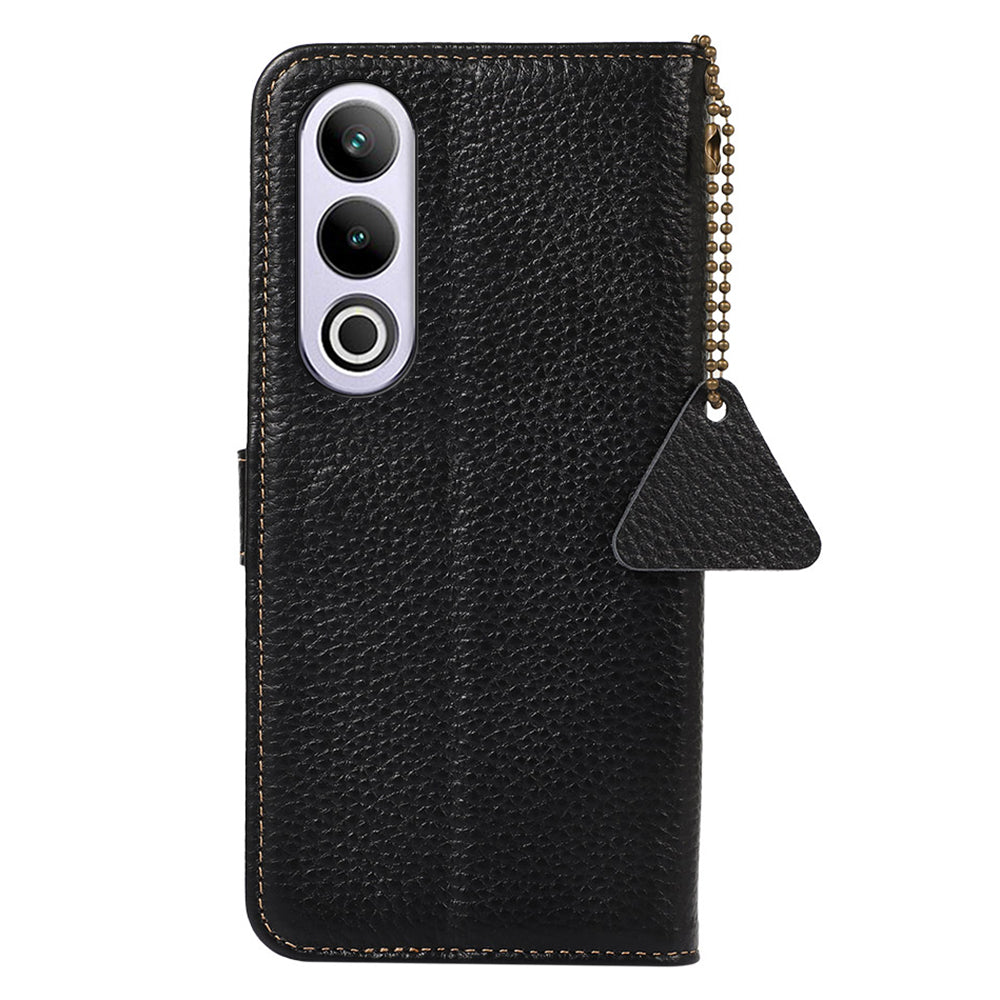 For OnePlus Ace 3V 5G Case RFID Blocking Litchi Texture Genuine Cow Leather Phone Cover