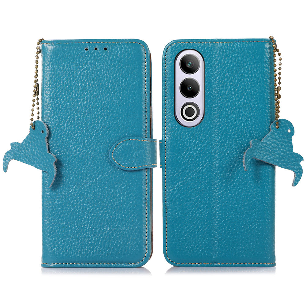 For OnePlus Ace 3V 5G Case RFID Blocking Litchi Texture Genuine Cow Leather Phone Cover