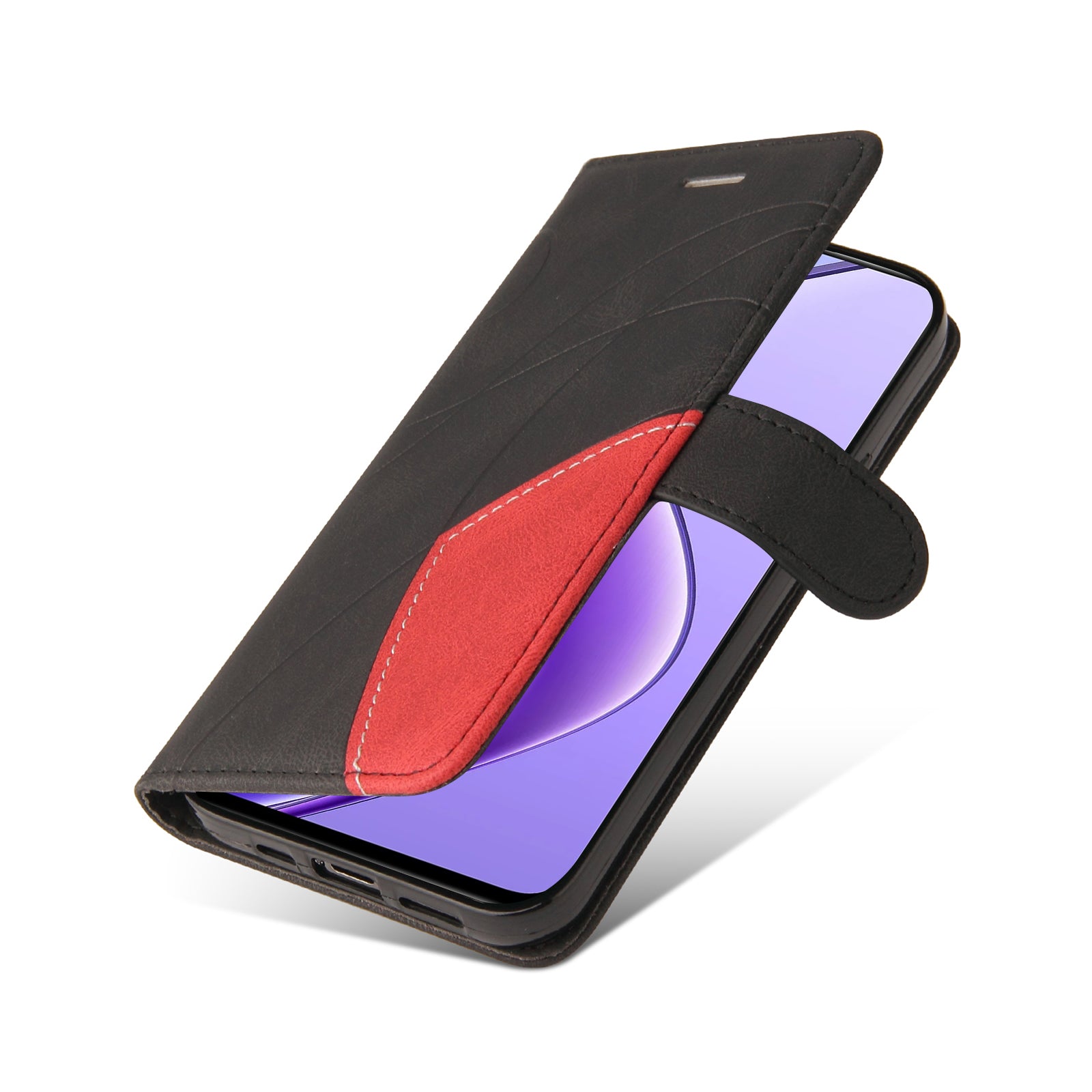 KT Leather Series-1 For Realme 12 Case Dual-Color Splicing Book Folio Design Wallet Phone Cover