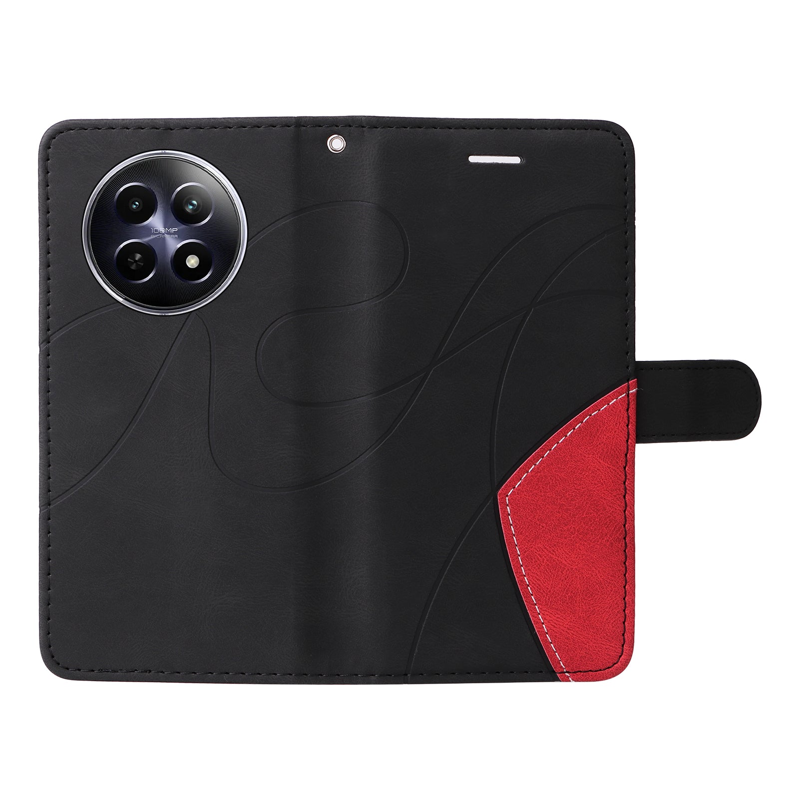 KT Leather Series-1 For Realme 12 Case Dual-Color Splicing Book Folio Design Wallet Phone Cover