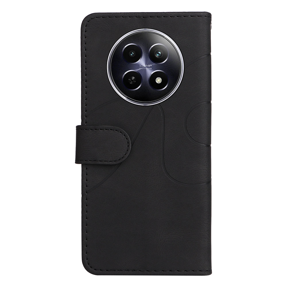 KT Leather Series-1 For Realme 12 Case Dual-Color Splicing Book Folio Design Wallet Phone Cover