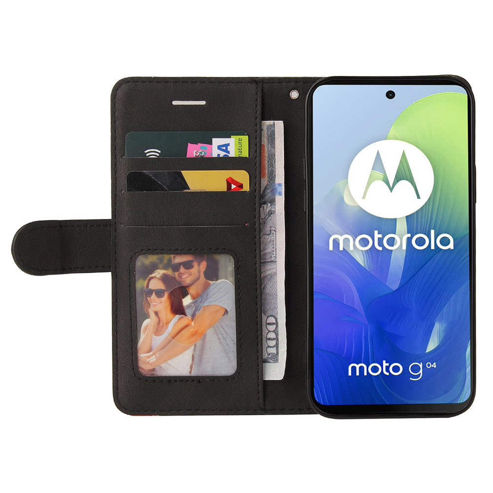 KT Leather Series-1 For Motorola Moto G04 4G / G24 4G Case Dual Color Splicing Leather Wallet Cover