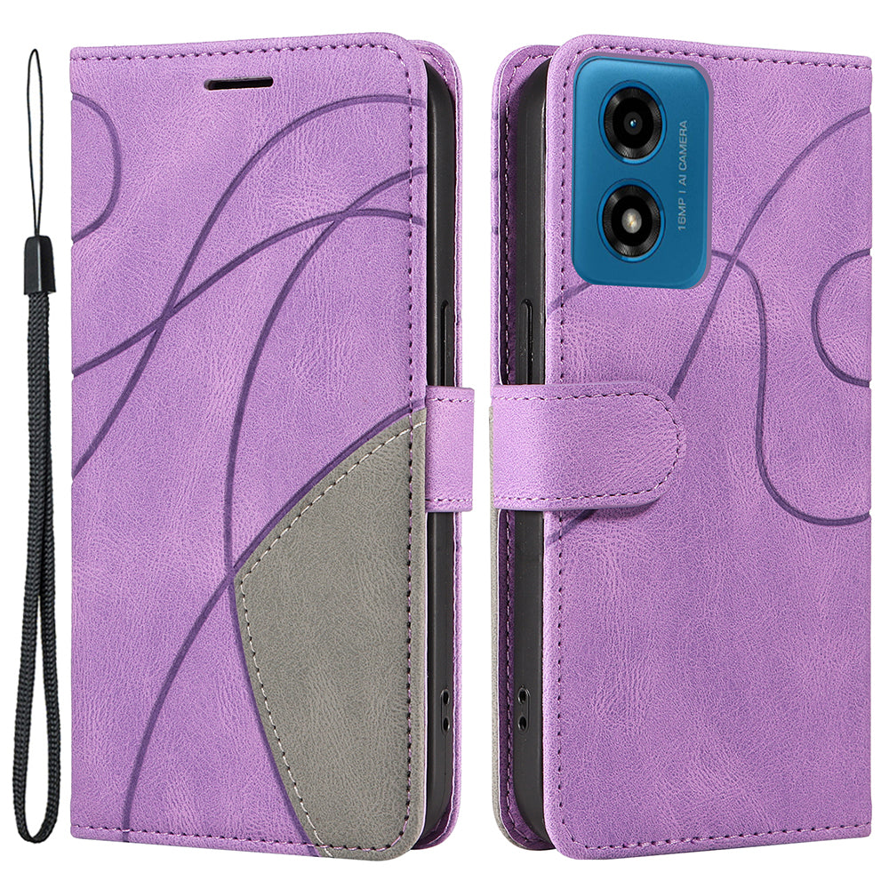 KT Leather Series-1 For Motorola Moto G04 4G / G24 4G Case Dual Color Splicing Leather Wallet Cover