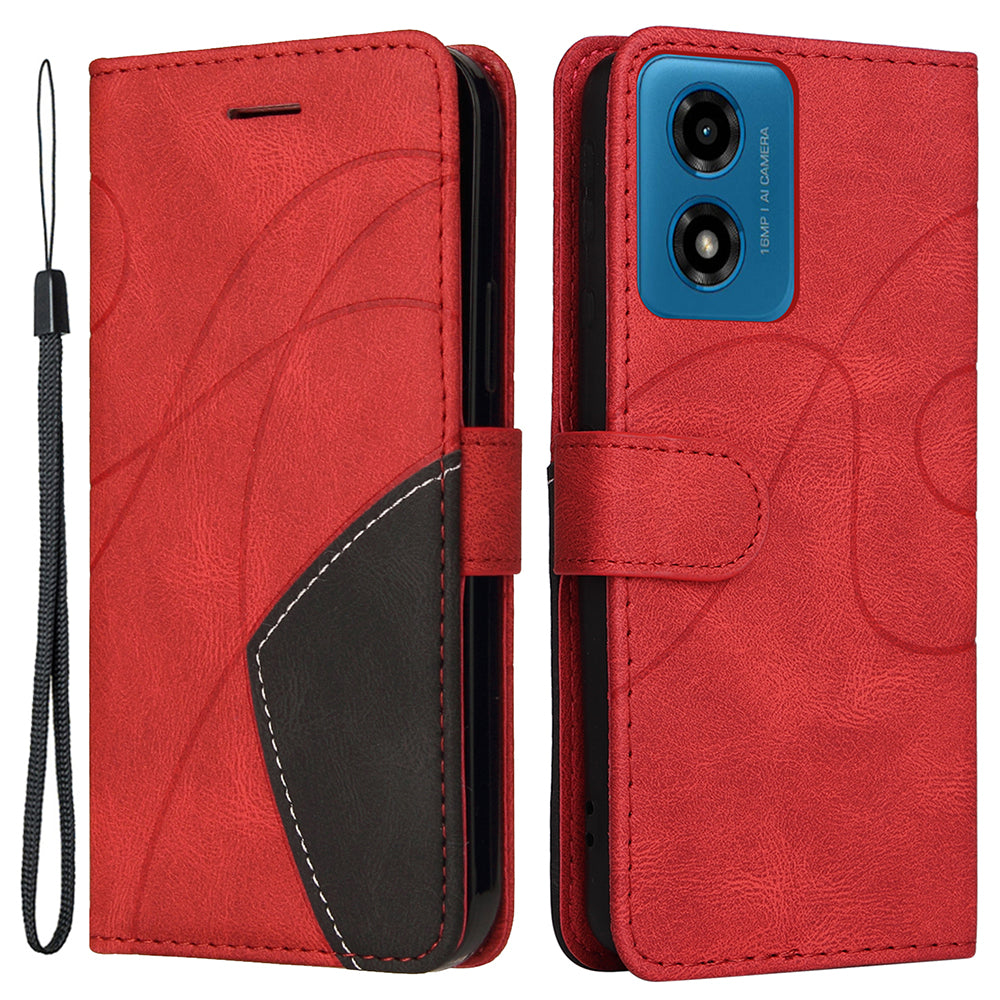KT Leather Series-1 For Motorola Moto G04 4G / G24 4G Case Dual Color Splicing Leather Wallet Cover
