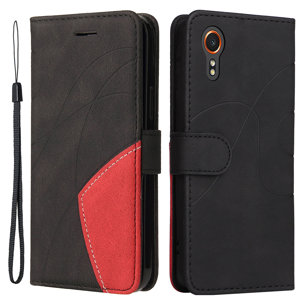 KT Leather Series-1 For Samsung Galaxy Xcover7 Wallet Case Dual-Color Splicing Leather Phone Cover