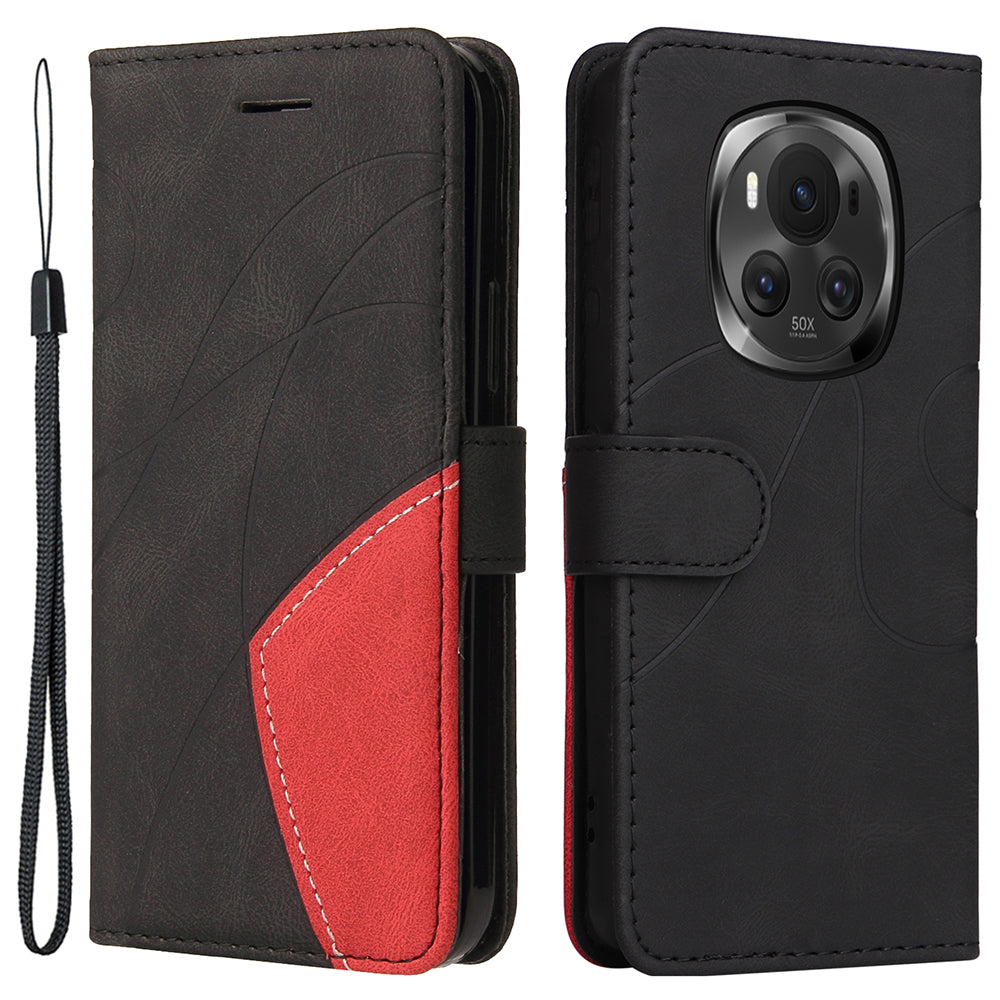 KT Leather Series-1 For Honor Magic6 5G Case Dual-Color Splicing Magnetic Clasp Stand Phone Cover